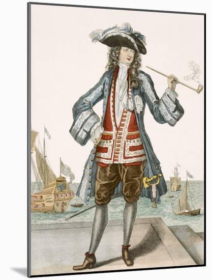 Captain Jean Bart of Dunkerque (Coloured Engraving)-French-Mounted Giclee Print