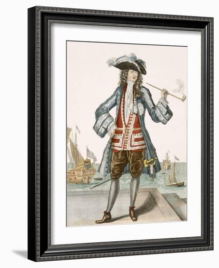 Captain Jean Bart of Dunkerque (Coloured Engraving)-French-Framed Giclee Print