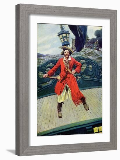 Captain Keith on the Deck of His Ship. Illustration from “Book of Pirates Buccaneers and Marooners-Howard Pyle-Framed Giclee Print