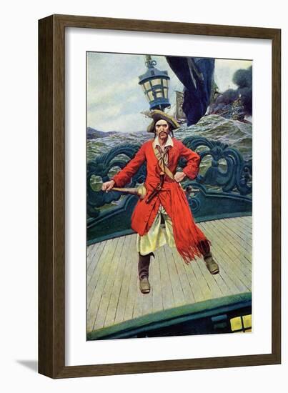 Captain Keith on the Deck of His Ship. Illustration from “Book of Pirates Buccaneers and Marooners-Howard Pyle-Framed Giclee Print
