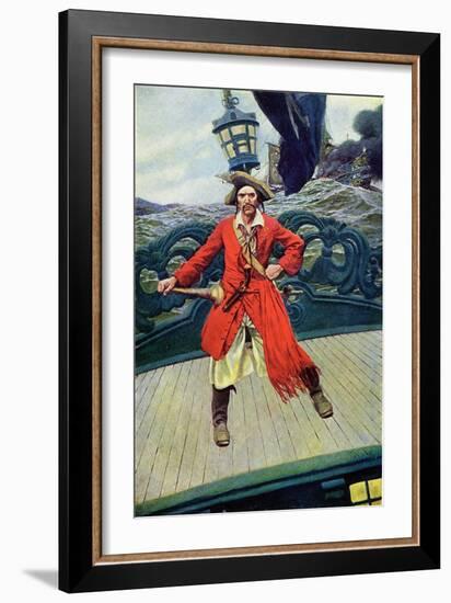 Captain Keith on the Deck of His Ship. Illustration from “Book of Pirates Buccaneers and Marooners-Howard Pyle-Framed Giclee Print