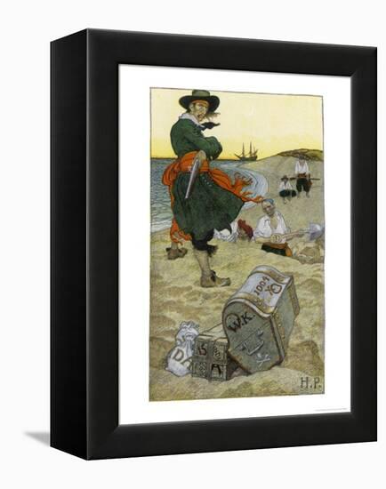 Captain Kidd Buries His Treasure-Howard Pyle-Framed Premier Image Canvas