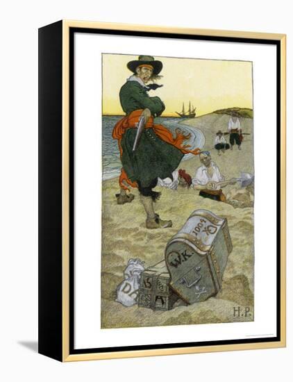 Captain Kidd Buries His Treasure-Howard Pyle-Framed Premier Image Canvas