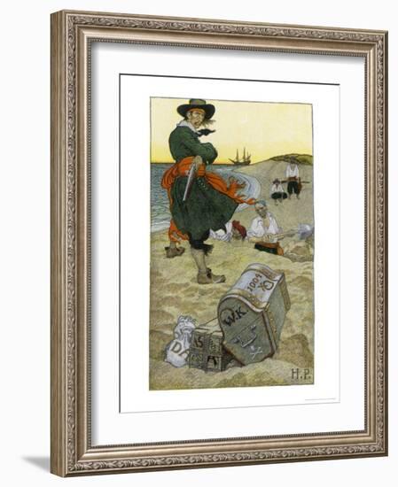 Captain Kidd Buries His Treasure-Howard Pyle-Framed Giclee Print