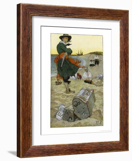 Captain Kidd Buries His Treasure-Howard Pyle-Framed Giclee Print