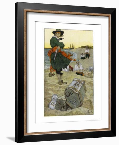 Captain Kidd Buries His Treasure-Howard Pyle-Framed Giclee Print