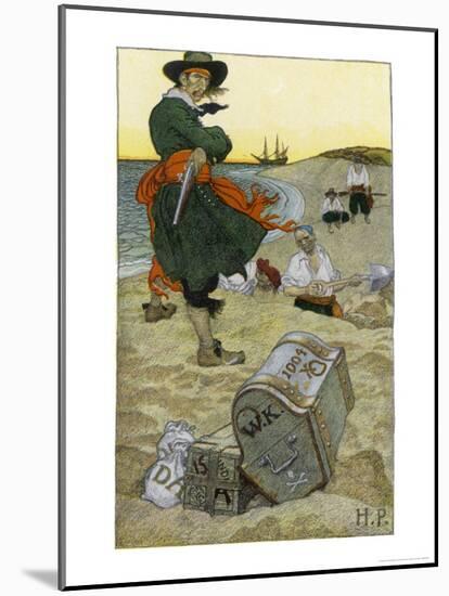 Captain Kidd Buries His Treasure-Howard Pyle-Mounted Giclee Print