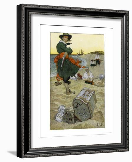 Captain Kidd Buries His Treasure-Howard Pyle-Framed Giclee Print