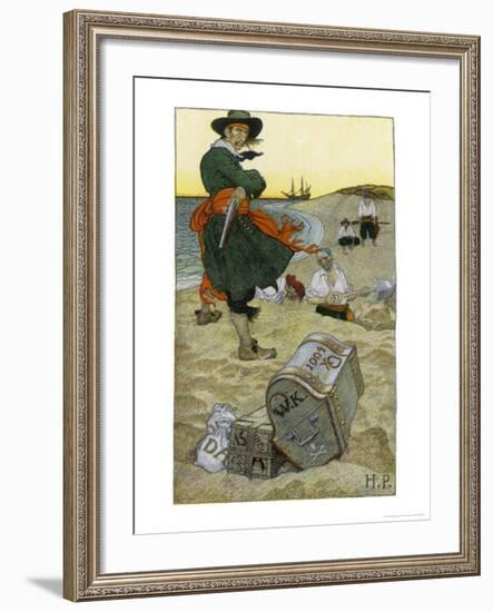 Captain Kidd Buries His Treasure-Howard Pyle-Framed Giclee Print