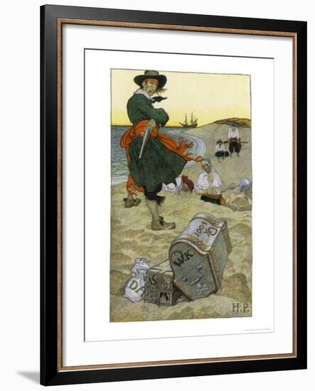 Captain Kidd Buries His Treasure-Howard Pyle-Framed Giclee Print