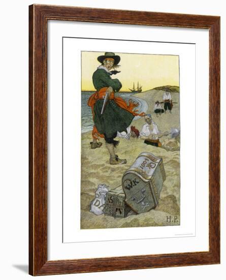 Captain Kidd Buries His Treasure-Howard Pyle-Framed Giclee Print