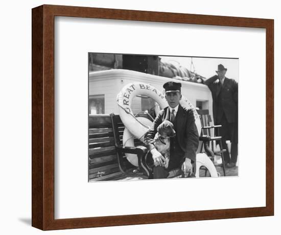 Captain Lane Erickson of the Great Bear with Dog, 1916-Asahel Curtis-Framed Premium Giclee Print