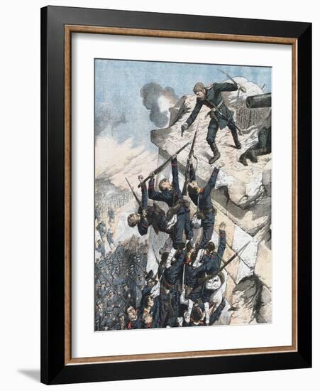 Captain Lebedief Heroically Defending the Bastion at Port Arthur, Russo-Japanese War, 1904-5-null-Framed Giclee Print