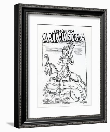 Captain Luis De Avalos Killing an Inca (Woodcut)-Felipe Huaman Poma De Ayala-Framed Premium Giclee Print