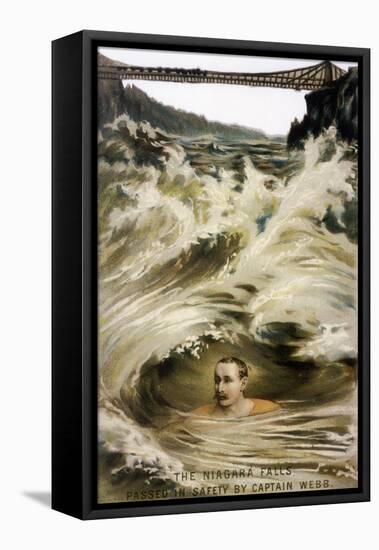 Captain Matthew Webb Survives Niagara Falls-null-Framed Premier Image Canvas