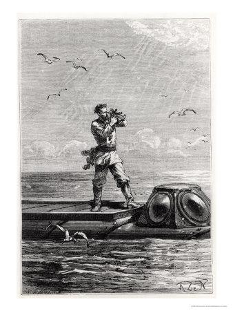 Captain Nemo On Top Of The Nautilus From 000 Leagues Under The Sea Giclee Print Alphonse Marie De Neuville Art Com