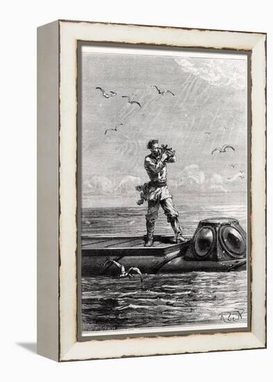 Captain Nemo on Top of the Nautilus, from "20,000 Leagues under the Sea"-Alphonse Marie de Neuville-Framed Premier Image Canvas