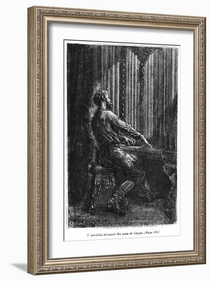 Captain Nemo Playing the Organ, Illustration from "20,000 Leagues under the Sea"-Alphonse Marie de Neuville-Framed Giclee Print