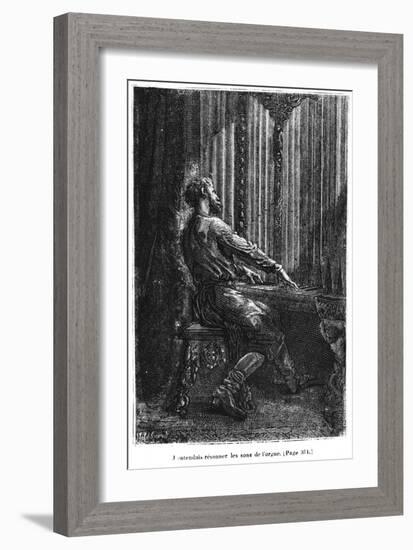 Captain Nemo Playing the Organ, Illustration from "20,000 Leagues under the Sea"-Alphonse Marie de Neuville-Framed Giclee Print