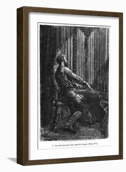 Captain Nemo Playing the Organ, Illustration from "20,000 Leagues under the Sea"-Alphonse Marie de Neuville-Framed Giclee Print
