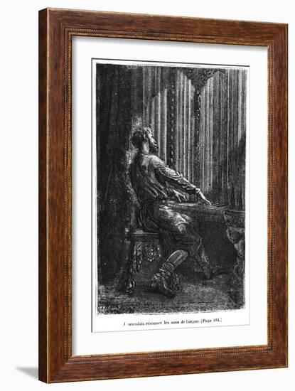 Captain Nemo Playing the Organ, Illustration from "20,000 Leagues under the Sea"-Alphonse Marie de Neuville-Framed Giclee Print