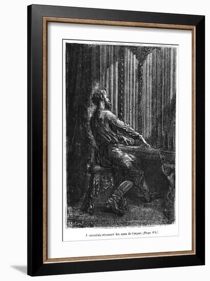 Captain Nemo Playing the Organ, Illustration from "20,000 Leagues under the Sea"-Alphonse Marie de Neuville-Framed Giclee Print