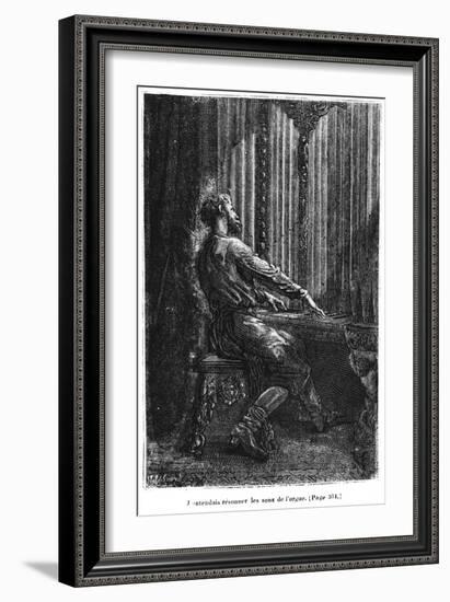 Captain Nemo Playing the Organ, Illustration from "20,000 Leagues under the Sea"-Alphonse Marie de Neuville-Framed Giclee Print