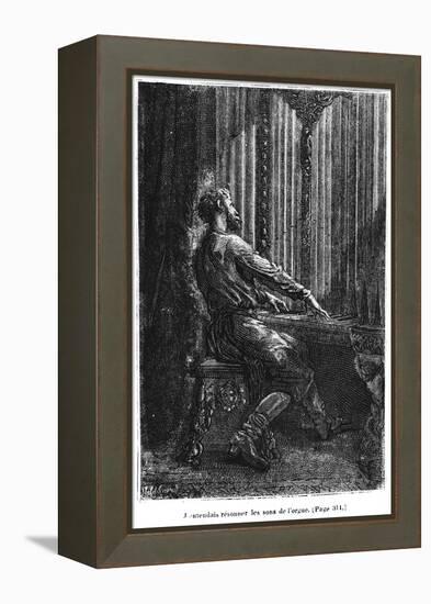 Captain Nemo Playing the Organ, Illustration from "20,000 Leagues under the Sea"-Alphonse Marie de Neuville-Framed Premier Image Canvas