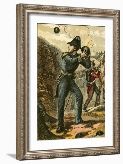 Captain Peel with the Burning Fuse-English School-Framed Giclee Print