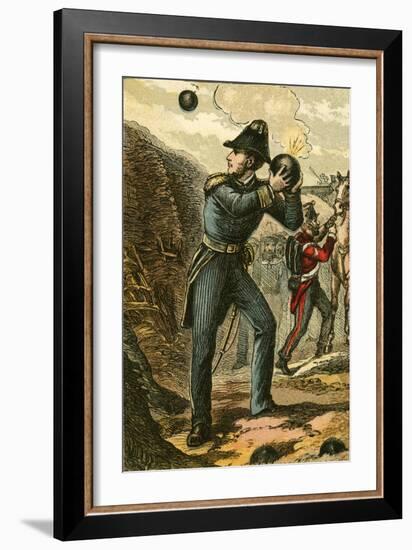 Captain Peel with the Burning Fuse-English School-Framed Giclee Print