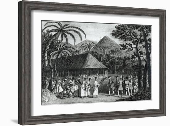 Captain Samuel Wallis Being Received by Queen Oberea on the Island of Tahiti-John Webber-Framed Giclee Print