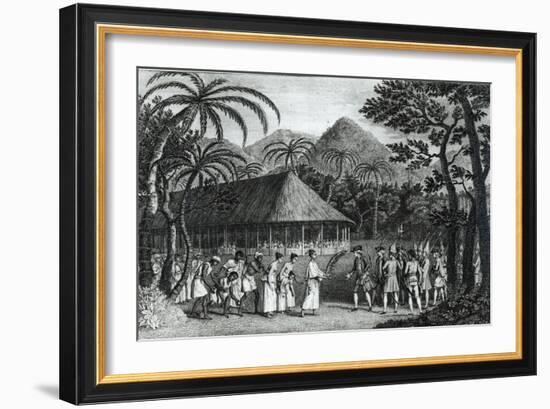 Captain Samuel Wallis Being Received by Queen Oberea on the Island of Tahiti-John Webber-Framed Giclee Print