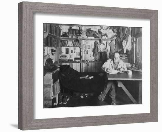 Captain Scott in His Den at Winter Quarters, During the Terra Nova Expedition-Herbert Ponting-Framed Photographic Print