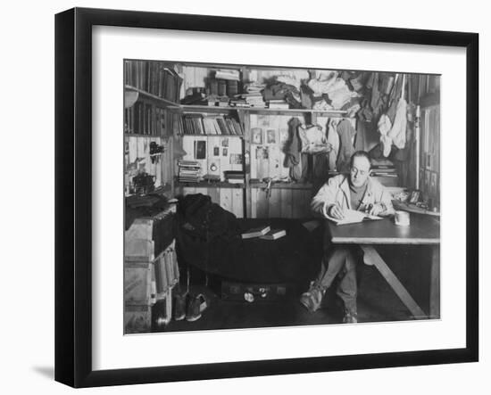 Captain Scott in His Den at Winter Quarters, During the Terra Nova Expedition-Herbert Ponting-Framed Photographic Print