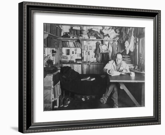 Captain Scott in His Den at Winter Quarters, During the Terra Nova Expedition-Herbert Ponting-Framed Photographic Print