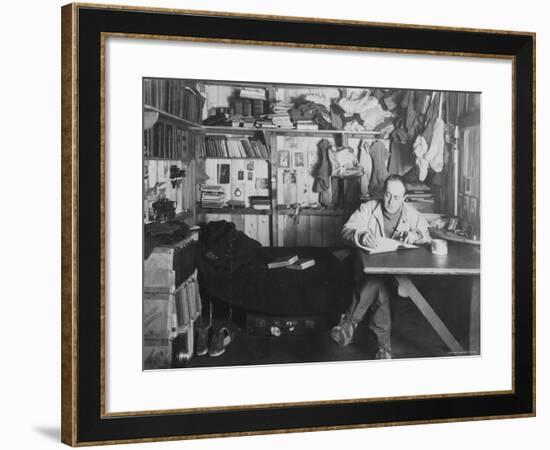 Captain Scott in His Den at Winter Quarters, During the Terra Nova Expedition-Herbert Ponting-Framed Photographic Print