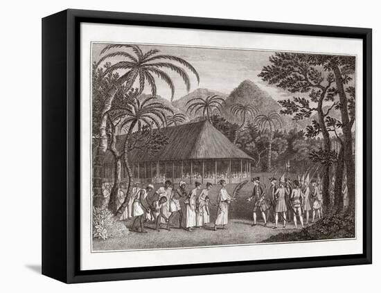 Captain Wallace And Tahitians, 1767-Middle Temple Library-Framed Premier Image Canvas