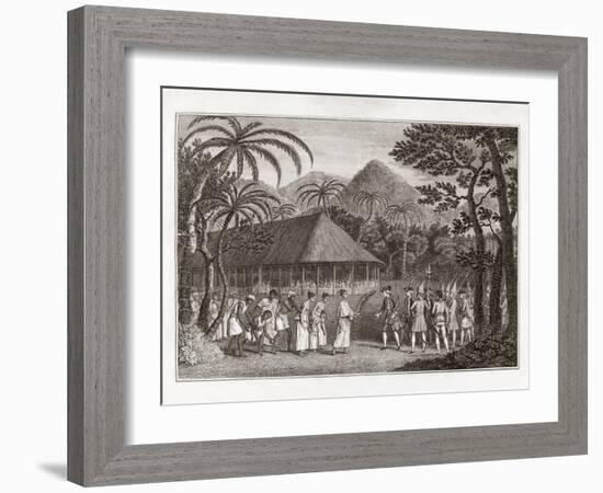 Captain Wallace And Tahitians, 1767-Middle Temple Library-Framed Photographic Print