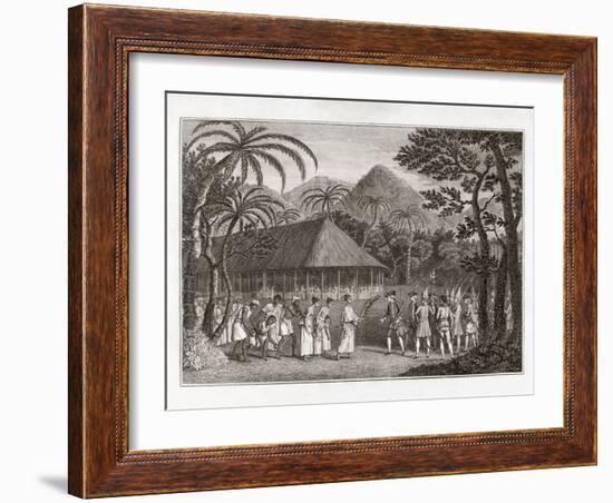 Captain Wallace And Tahitians, 1767-Middle Temple Library-Framed Photographic Print