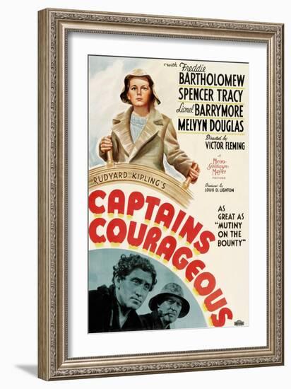 Captains Courageous, Freddie Bartholomew, Spencer Tracy, Lionel Barrymore, 1937-null-Framed Art Print