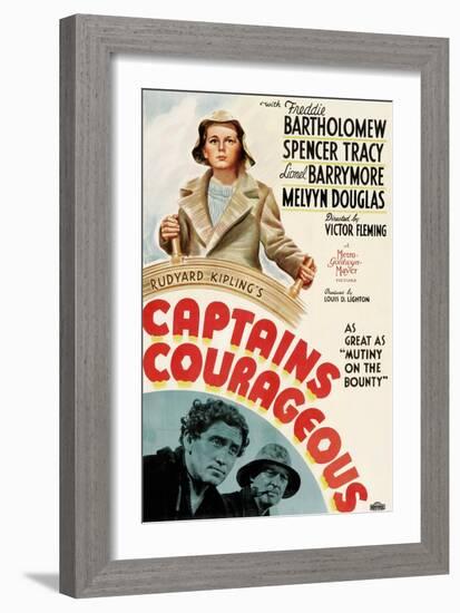 Captains Courageous, Freddie Bartholomew, Spencer Tracy, Lionel Barrymore, 1937-null-Framed Art Print