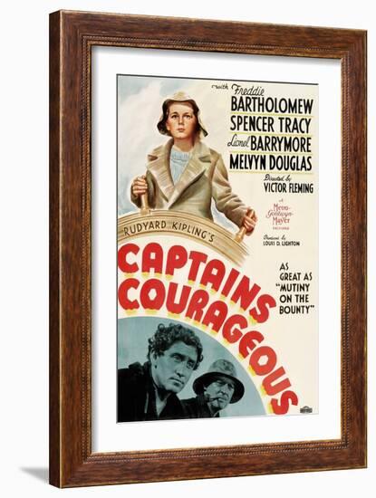 Captains Courageous, Freddie Bartholomew, Spencer Tracy, Lionel Barrymore, 1937-null-Framed Art Print