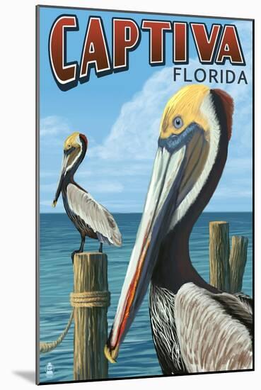 Captiva, Florida - Brown Pelican-Lantern Press-Mounted Art Print