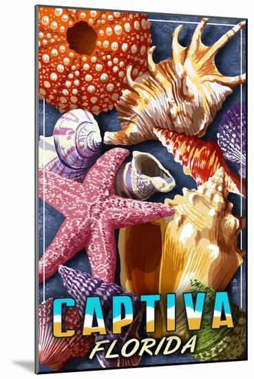 Captiva, Florida - Shell Montage-Lantern Press-Mounted Art Print