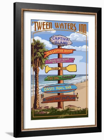 Captiva Island, Florida - Destinations Signpost-Lantern Press-Framed Art Print