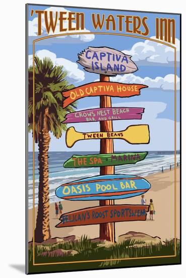 Captiva Island, Florida - Destinations Signpost-Lantern Press-Mounted Art Print