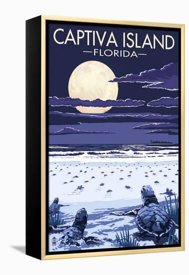 Captiva Island, Florida - Sea Turtles Hatching-Lantern Press-Framed Stretched Canvas