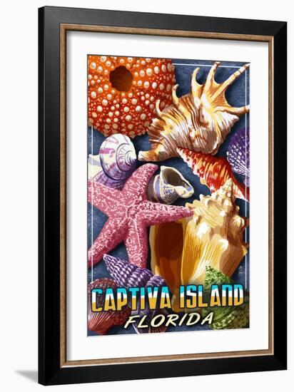 Captiva Island, Florida - Shell Montage-Lantern Press-Framed Art Print