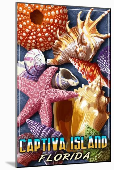 Captiva Island, Florida - Shell Montage-Lantern Press-Mounted Art Print