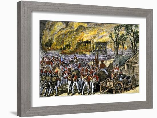 Capture and Burning of Washington D.C. by the British in 1814-null-Framed Giclee Print